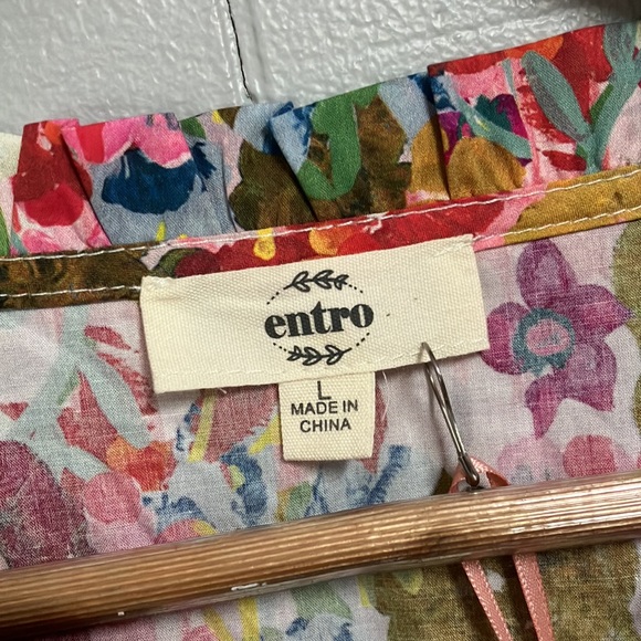 NWT Entro Floral Ruffle Sleeve Dress Large - Picture 5 of 10